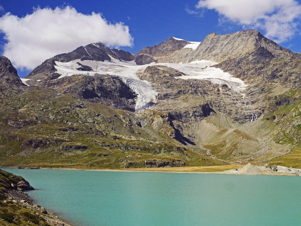 bernina pass, graubünden, switzerland, engadin, pass height, mountains, alps, glacier express, turquoise, nature, lago bianco, svizzera, cambrena glacier, glacier, play of colors, piz caral, piz d'arlas, sassal mason, gravel plant, mountain lake, bernina, glacier water, high alps, upper engadine, to dye, mountain colors, rhätikon