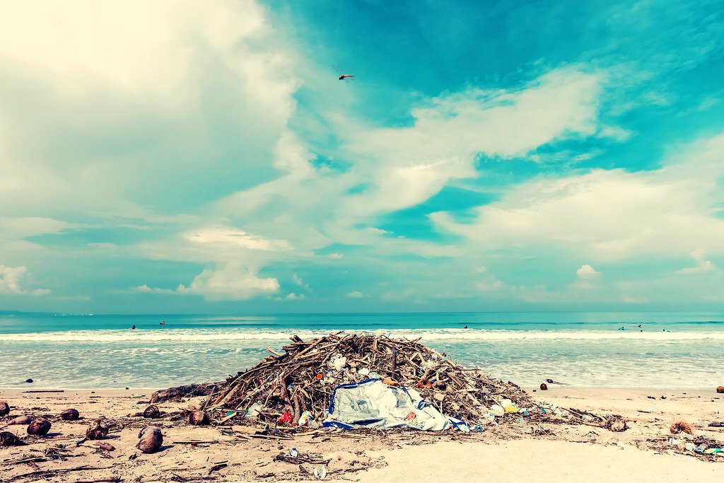 Garbage on the Kuta beach, Bali